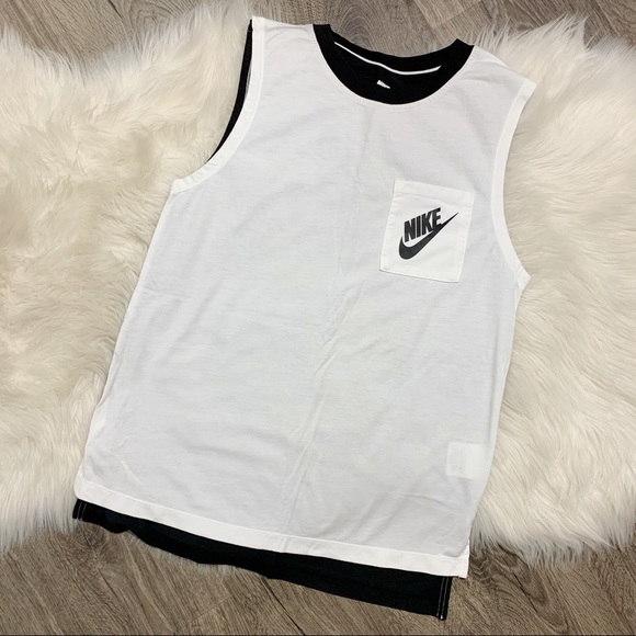 Nike Tops - Nike Colorblock Muscle Tank Top Black & White XS